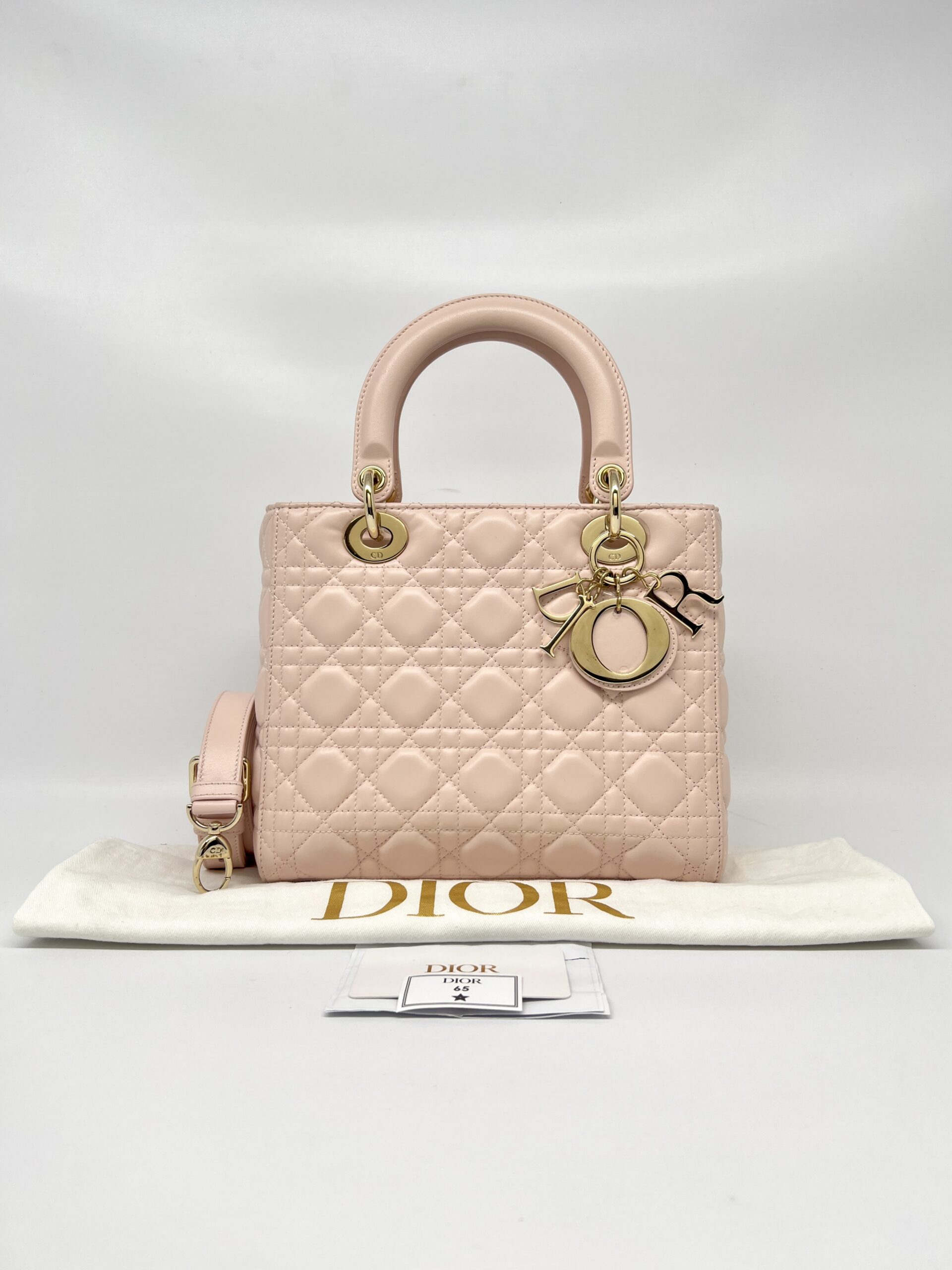Dior Lady Dior Medium Lambskin Powder Pink GHW