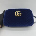Gucci Marmont Camera Small Velvet Blue GHW