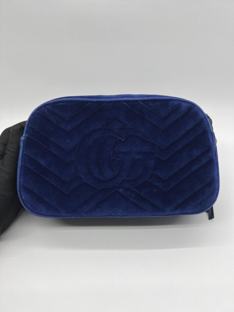 Gucci Marmont Camera Small Velvet Blue GHW