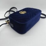 Gucci Marmont Camera Small Velvet Blue GHW