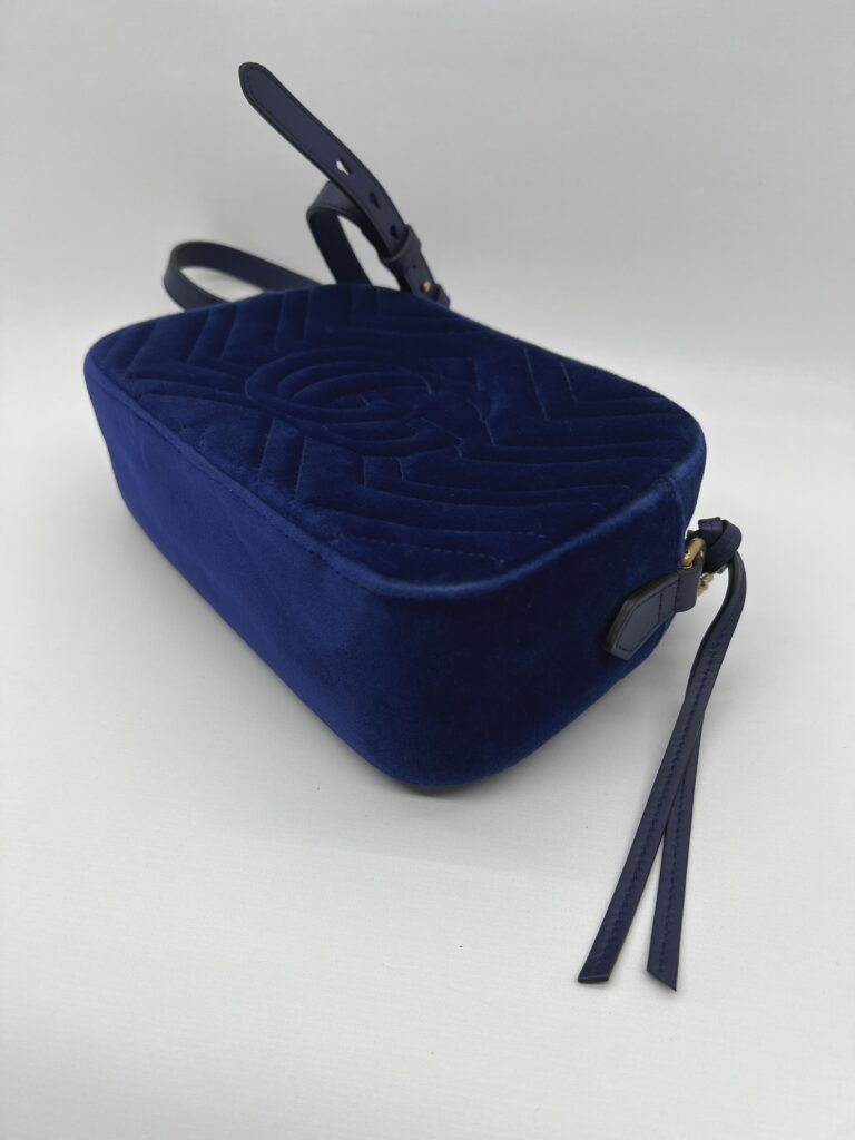Gucci Marmont Camera Small Velvet Blue GHW