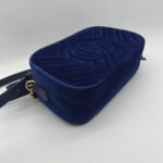 Gucci Marmont Camera Small Velvet Blue GHW