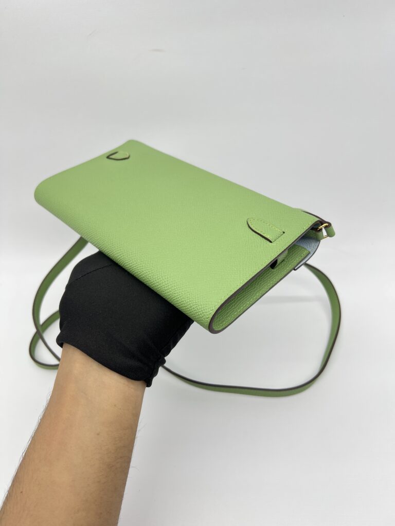 Hermes Kelly To Go Epsom Vert Criquet Blue Brume GHW