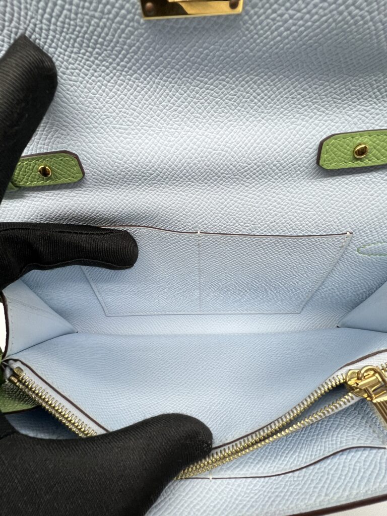 Hermes Kelly To Go Epsom Vert Criquet Blue Brume GHW