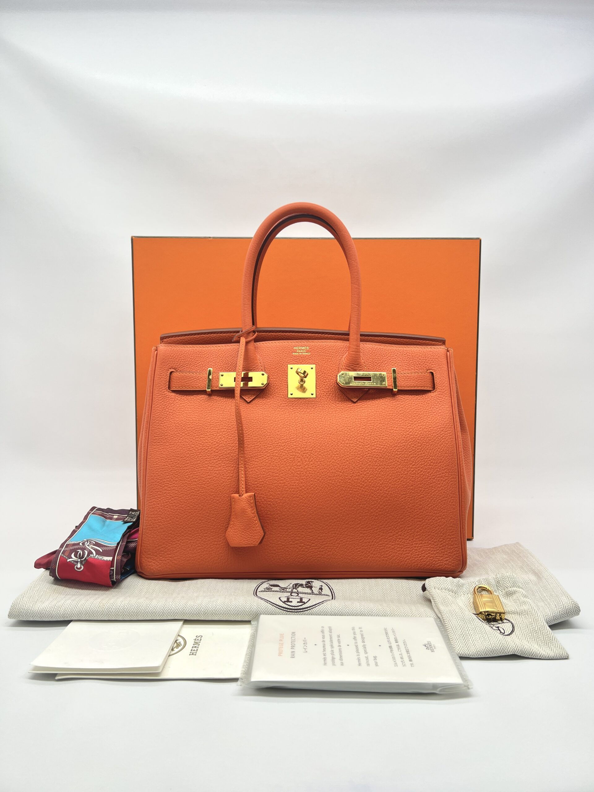 Hermes Birkin 30 Togo Veau Orange Feu GHW