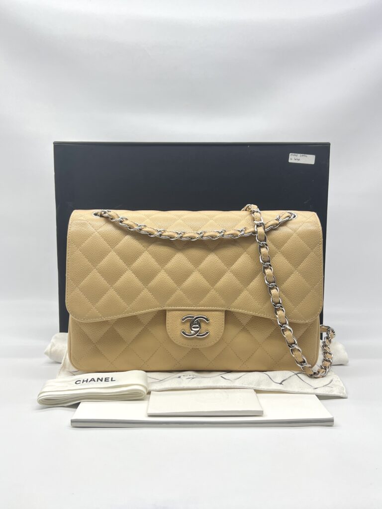 Chanel Classic Jumbo D.Flap Caviar Beige SHW