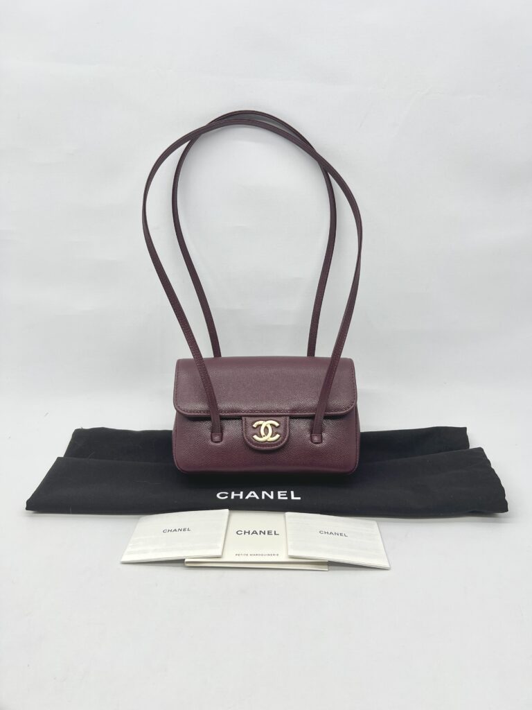 Chanel C26 Preppy Long Handle Caviar Maroon GHW