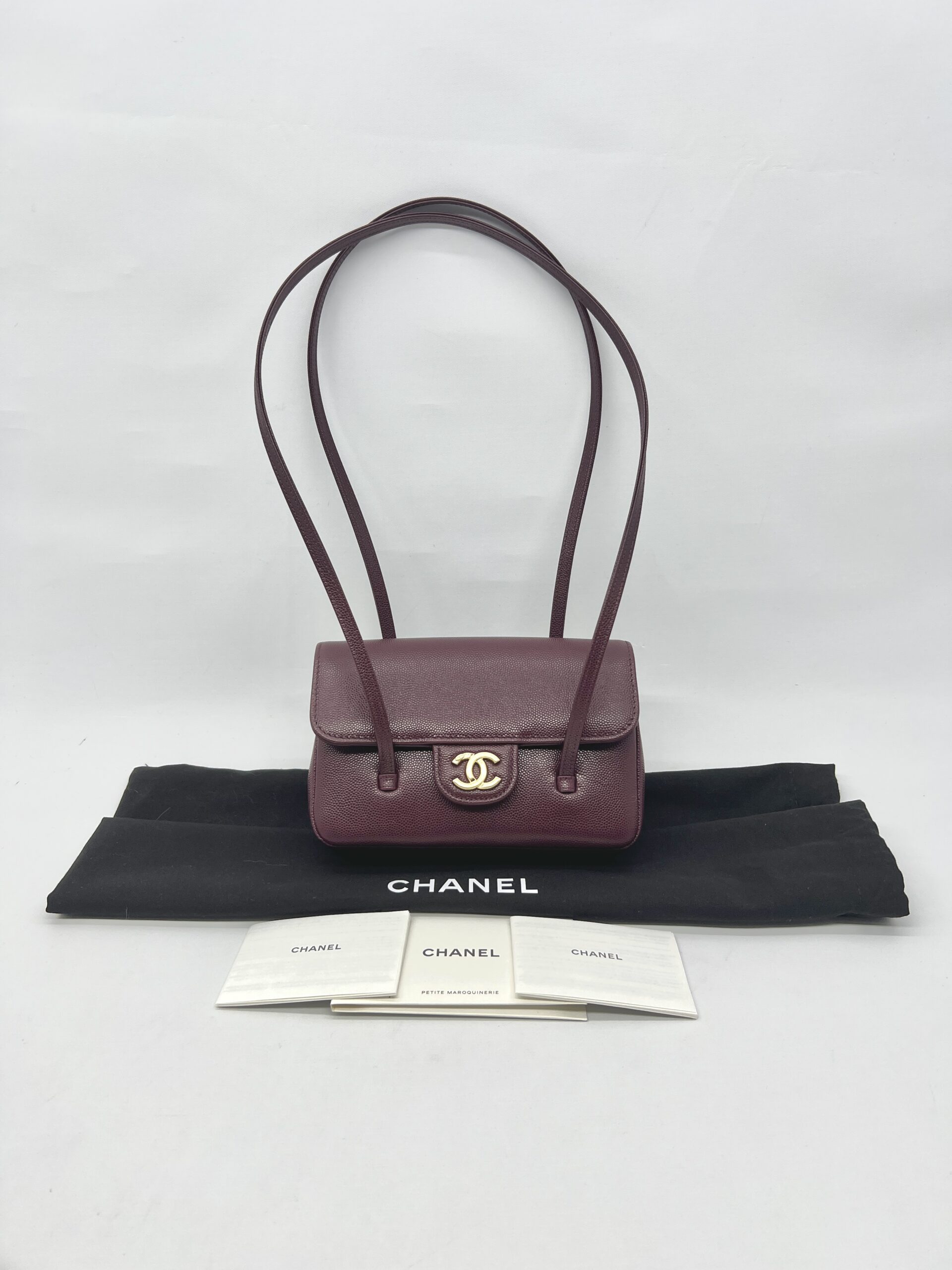Chanel C26 Preppy Long Handle Caviar Maroon GHW