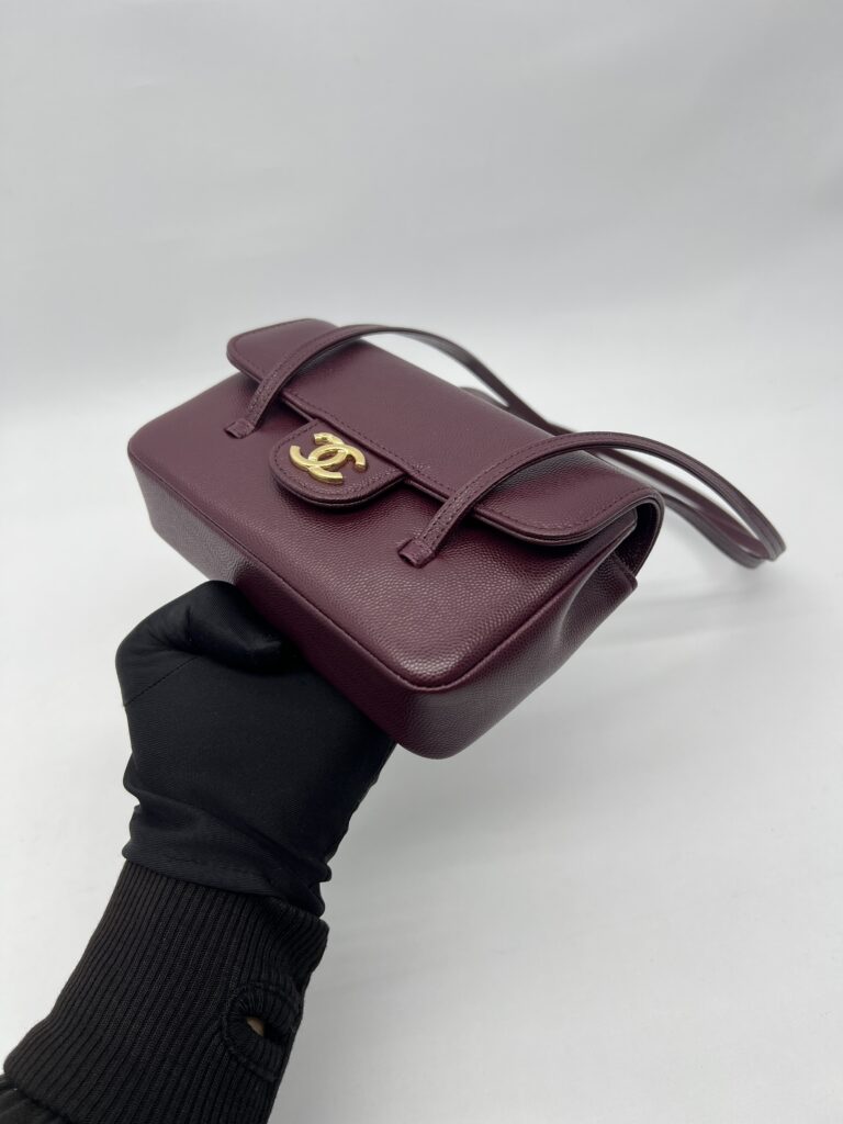 Chanel C26 Preppy Long Handle Caviar Maroon GHW