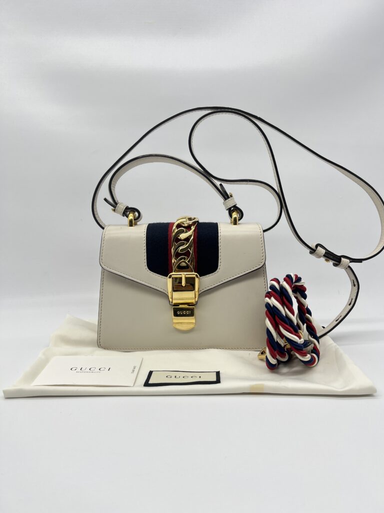 Gucci Sylvie Mini Leather White GHW