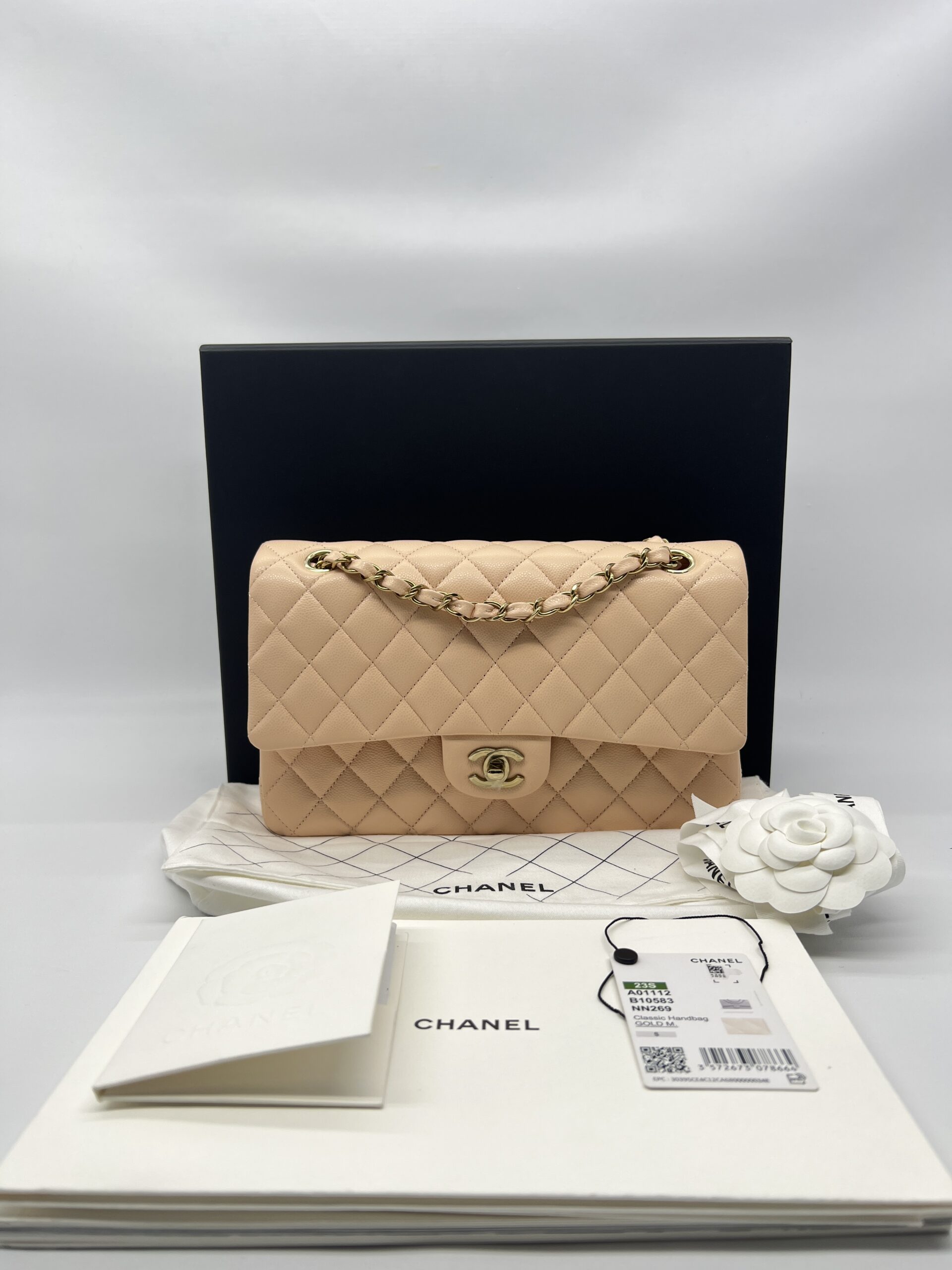 Chanel Medium Classic D Flap Caviar Soft Peach GHW