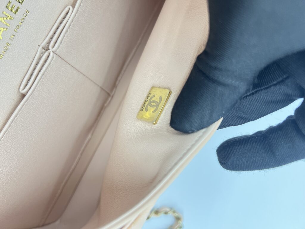 Chanel Medium Classic D Flap Caviar Soft Peach GHW