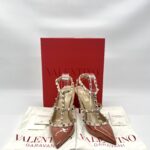 Valentino Rockstud Ankle Heels Patent Ginger