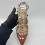 Valentino Rockstud Ankle Heels Patent Ginger