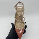 Valentino Rockstud Ankle Heels Patent Ginger