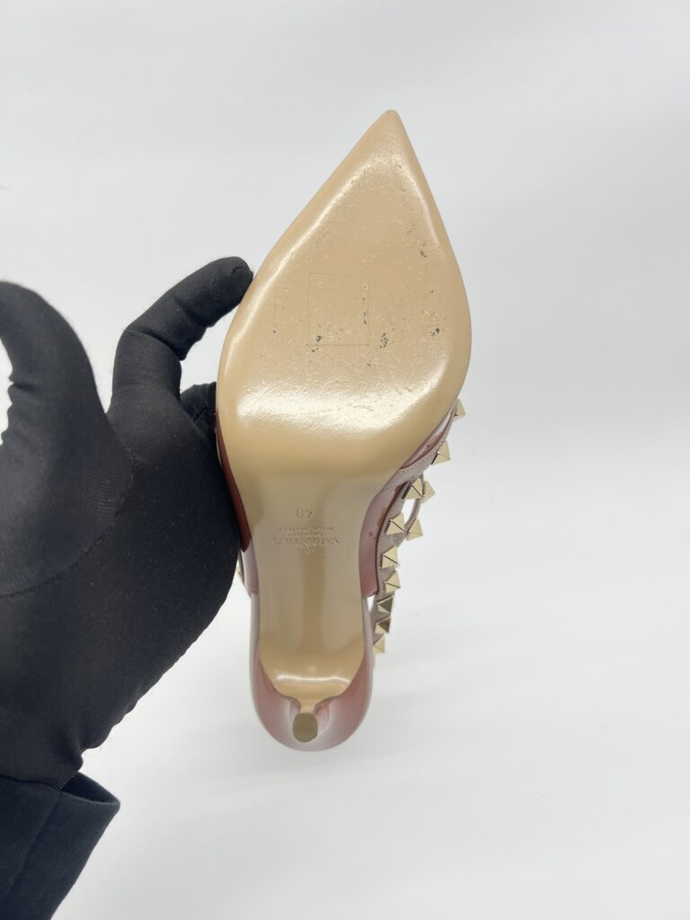 Valentino Rockstud Ankle Heels Patent Ginger