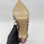 Valentino Rockstud Ankle Heels Patent Ginger