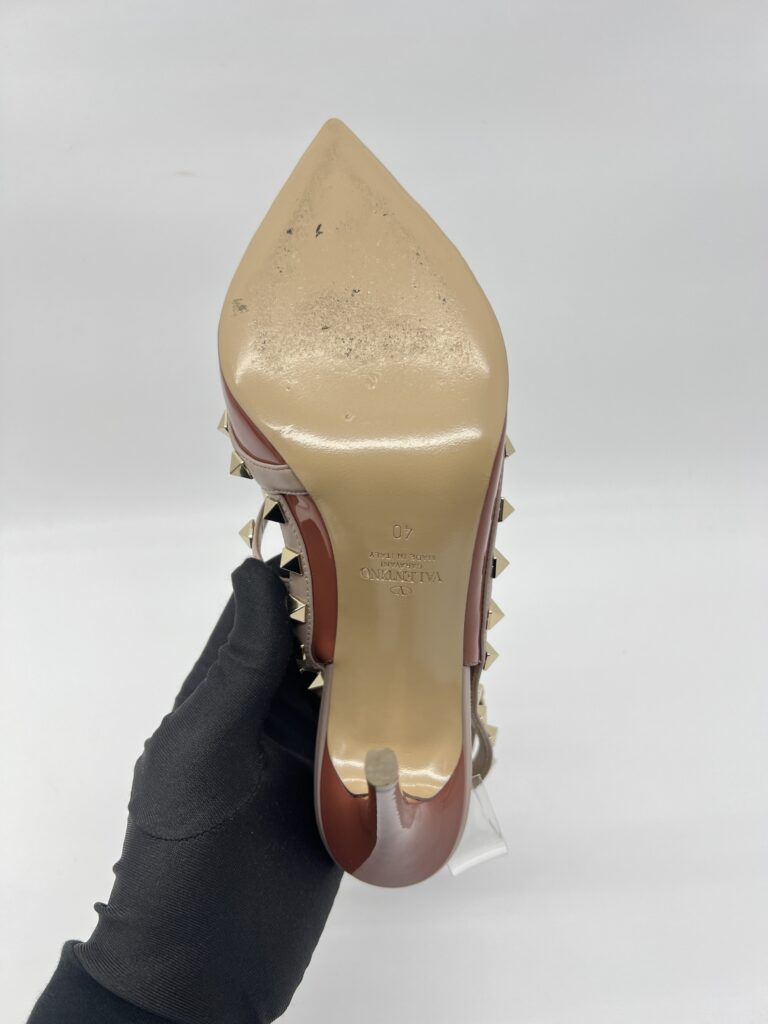 Valentino Rockstud Ankle Heels Patent Ginger