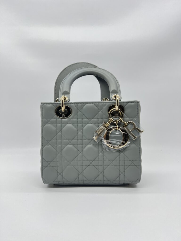 Dior Lady Dior Small Lambskin Stone Grey GHW