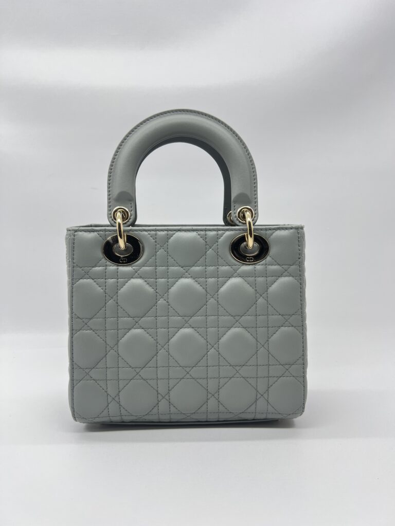 Dior Lady Dior Small Lambskin Stone Grey GHW