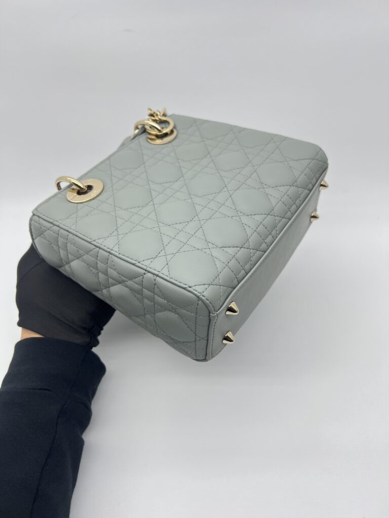 Dior Lady Dior Small Lambskin Stone Grey GHW