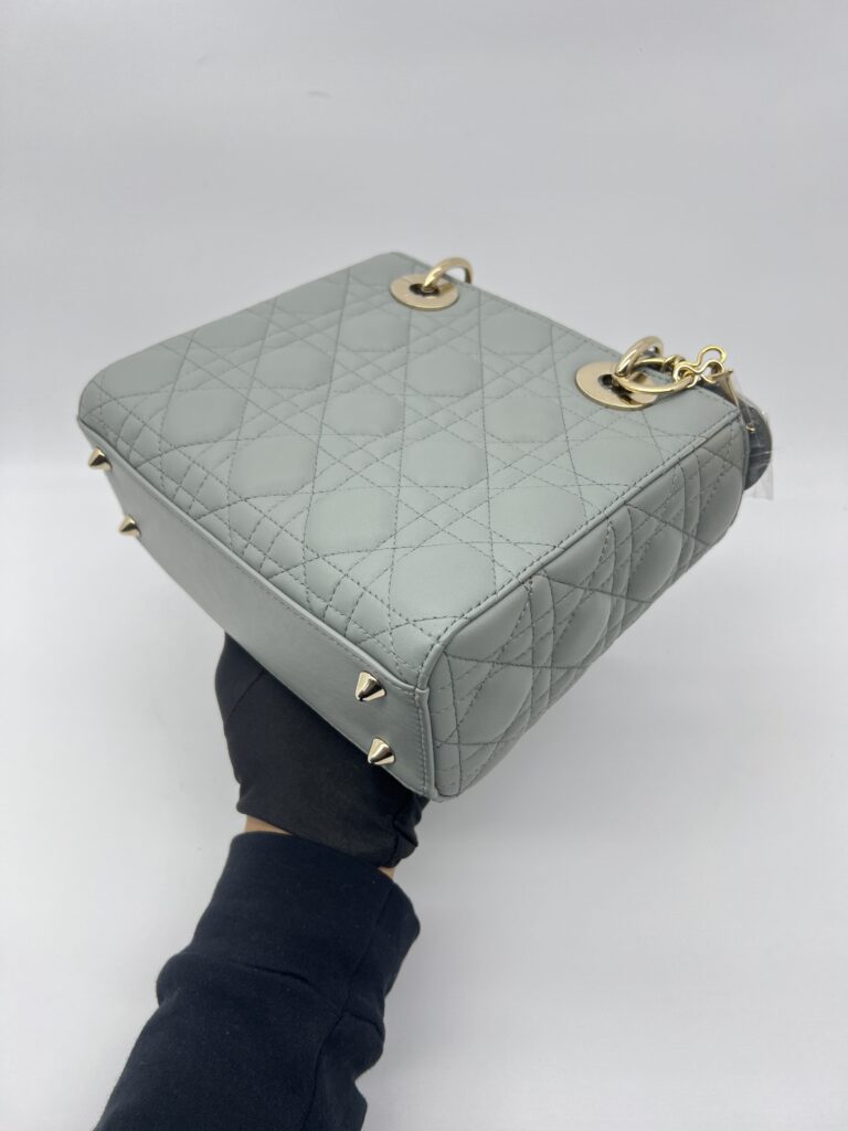 Dior Lady Dior Small Lambskin Stone Grey GHW