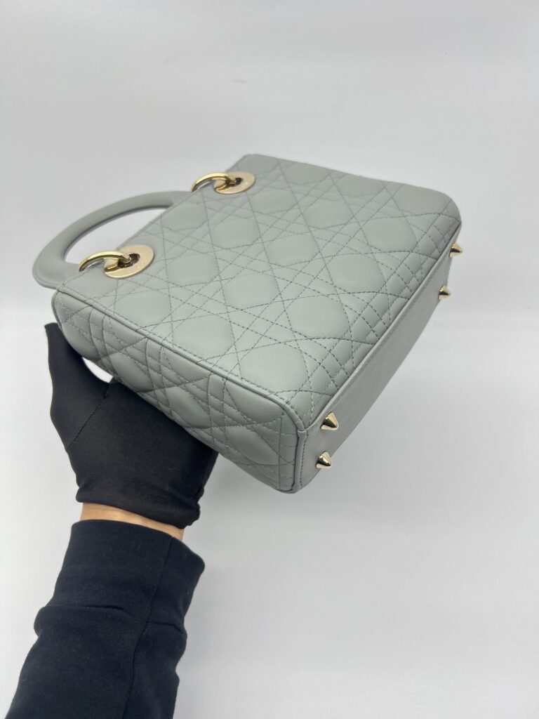 Dior Lady Dior Small Lambskin Stone Grey GHW
