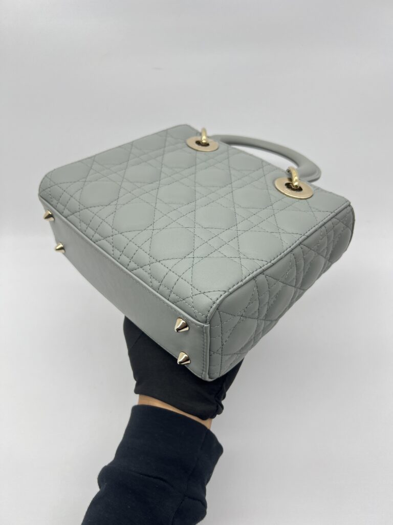 Dior Lady Dior Small Lambskin Stone Grey GHW