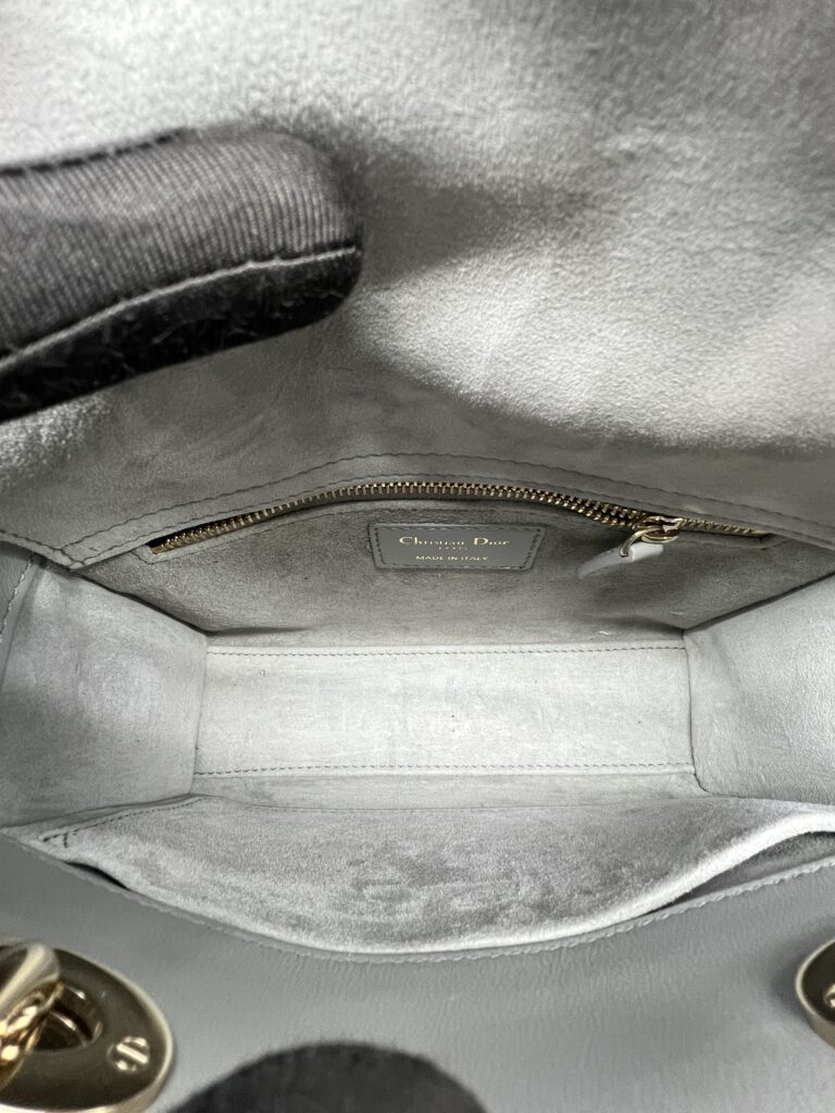 Dior Lady Dior Small Lambskin Stone Grey GHW