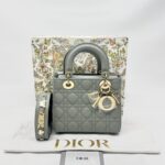 Dior Lady Dior Small Lambskin Stone Grey GHW