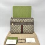 Gucci Ophidia Clutch GG Supreme Brown GHW