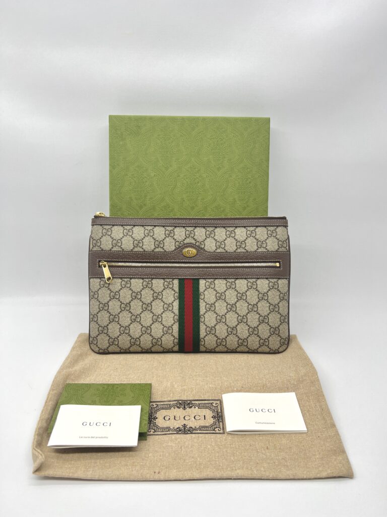 Gucci Ophidia Clutch GG Supreme Brown GHW