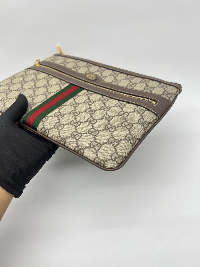 Gucci Ophidia Clutch GG Supreme Brown GHW