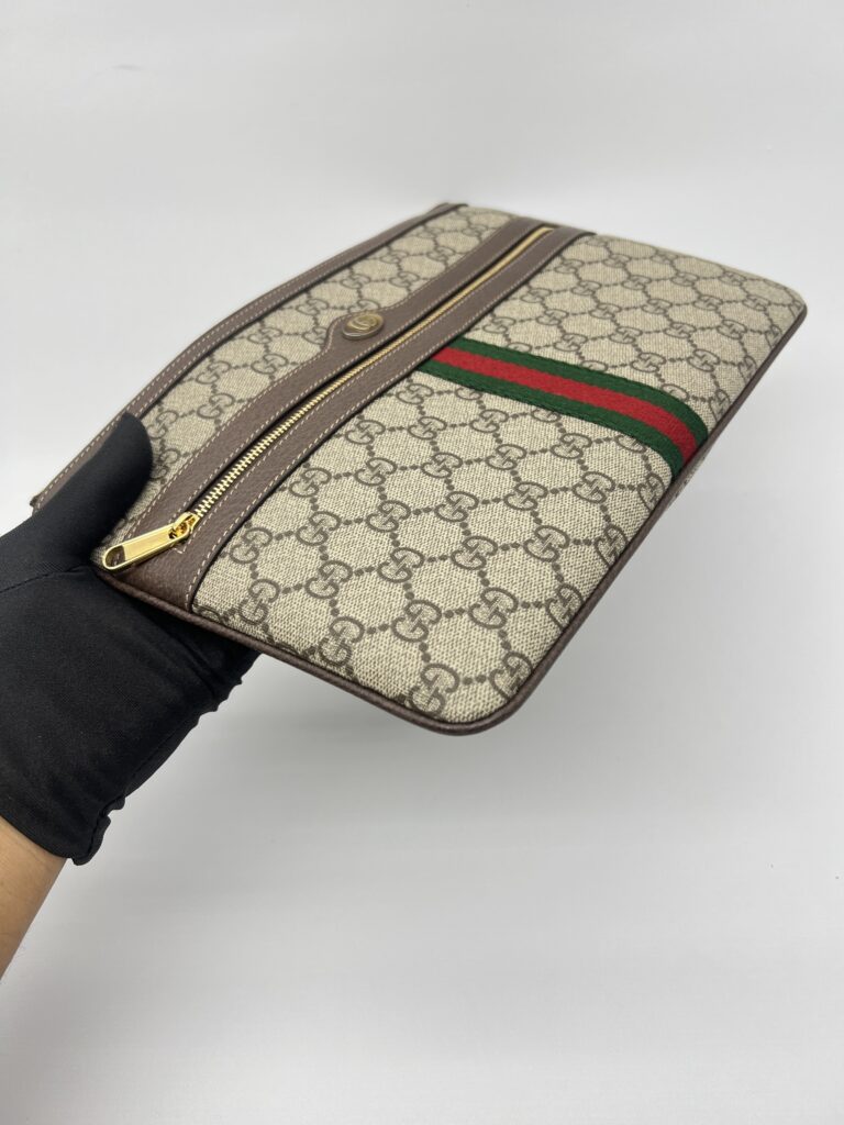 Gucci Ophidia Clutch GG Supreme Brown GHW