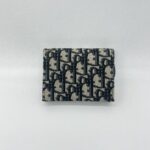 Dior Saddle Card Holder Canvas Blue Oblique