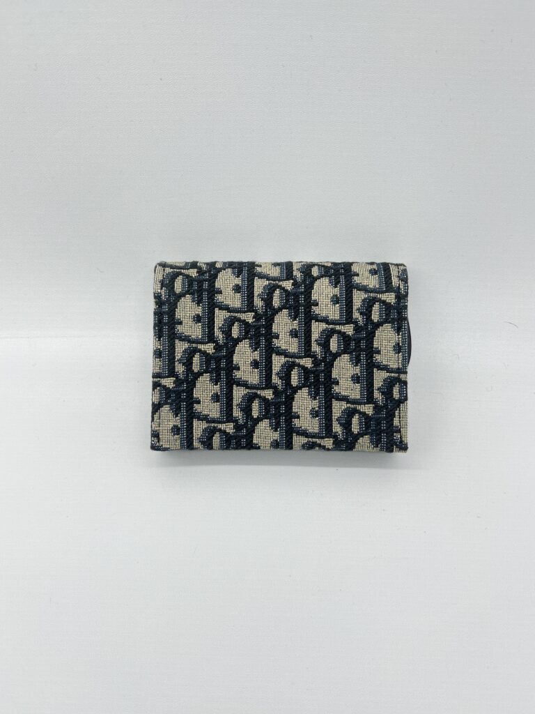 Dior Saddle Card Holder Canvas Blue Oblique