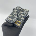 Dior Saddle Card Holder Canvas Blue Oblique