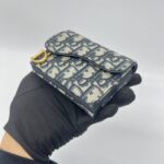 Dior Saddle Card Holder Canvas Blue Oblique