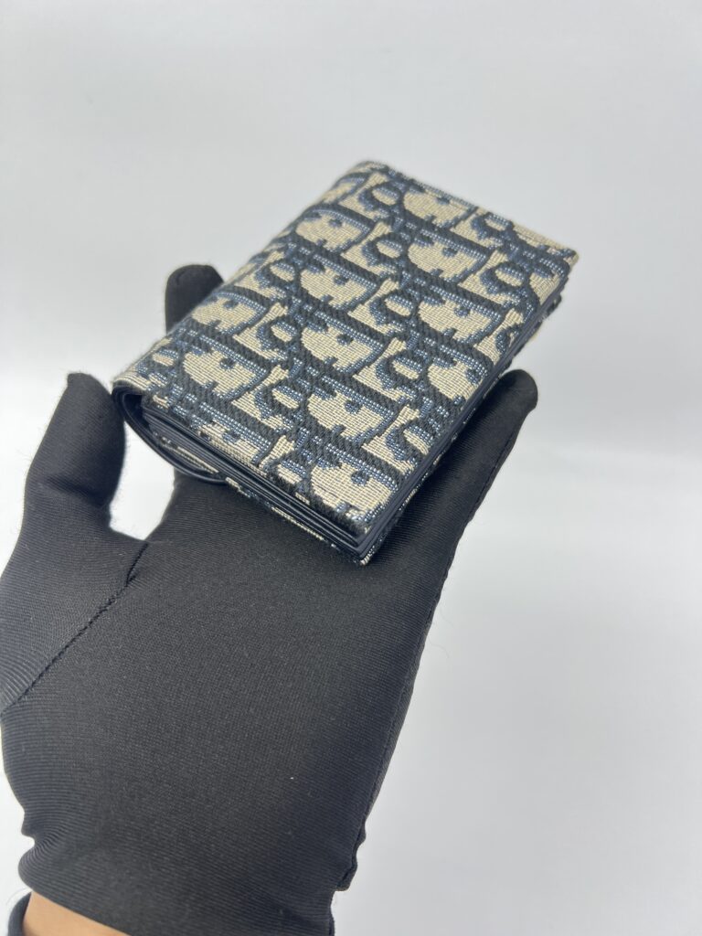 Dior Saddle Card Holder Canvas Blue Oblique