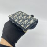 Dior Saddle Card Holder Canvas Blue Oblique