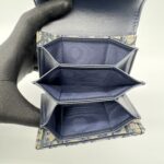 Dior Saddle Card Holder Canvas Blue Oblique