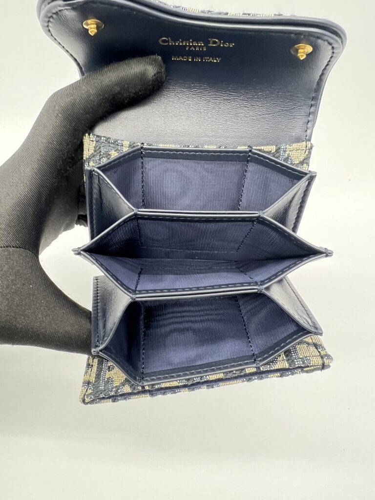 Dior Saddle Card Holder Canvas Blue Oblique