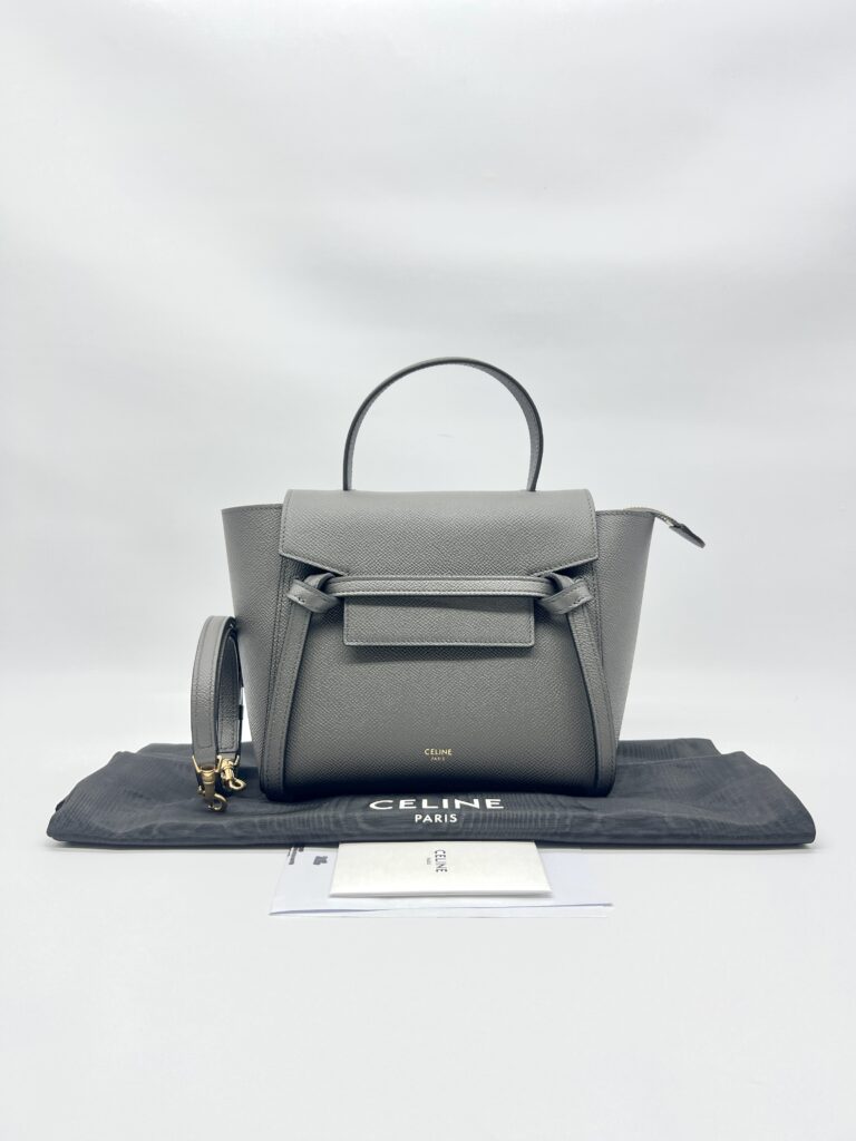 Celine Nano Belt Bag Grained Calfskin Dark Grey GHW