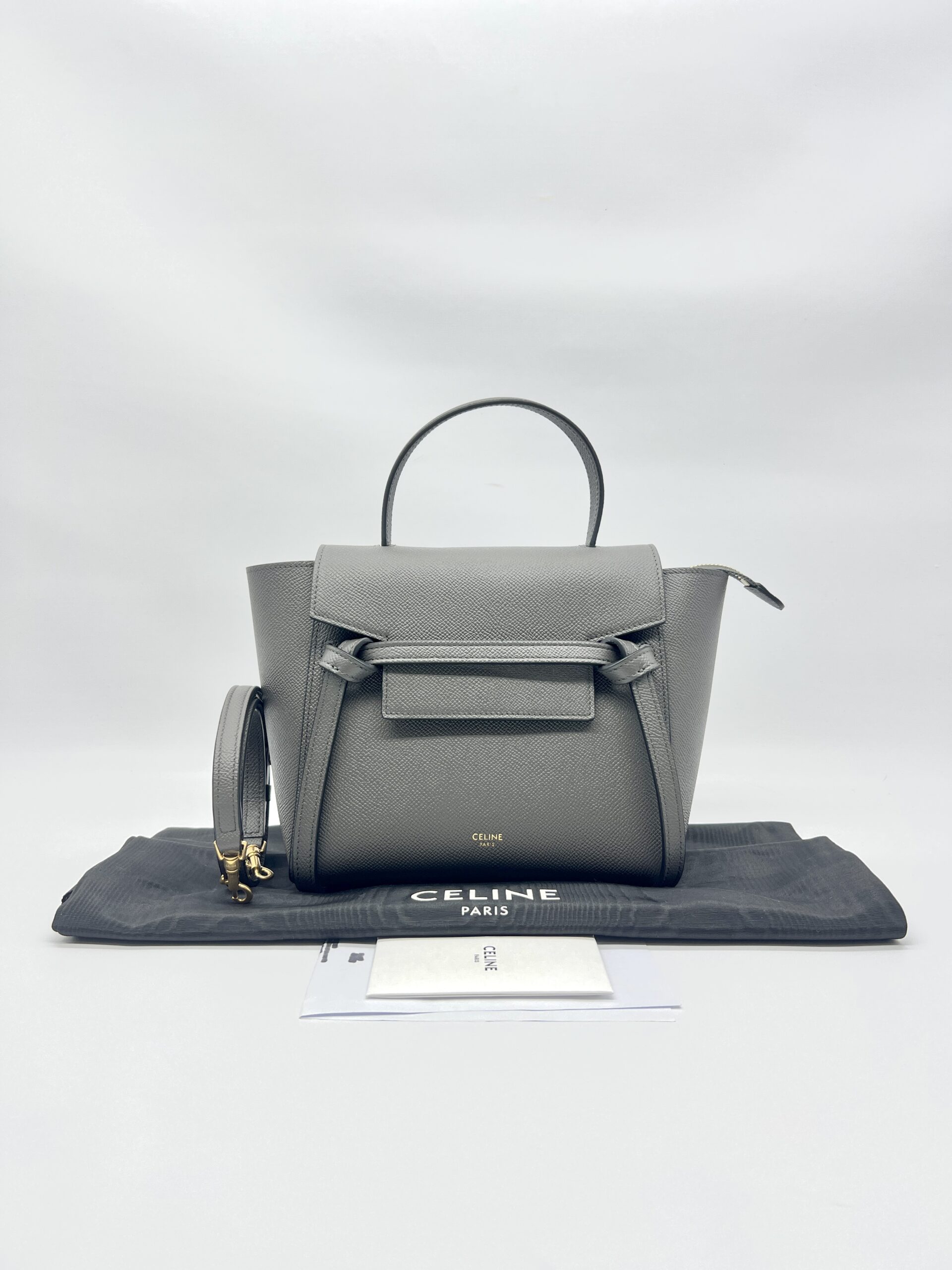 Celine Nano Belt Bag Grained Calfskin Dark Grey GHW