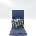 Dior Business Card Holder Canvas Blue Oblique