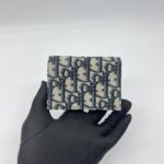 Dior Business Card Holder Canvas Blue Oblique