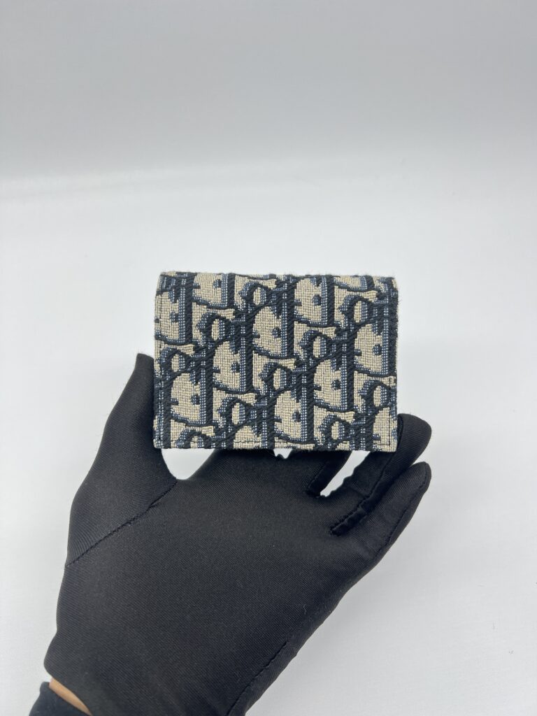 Dior Business Card Holder Canvas Blue Oblique