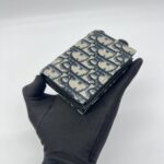 Dior Business Card Holder Canvas Blue Oblique
