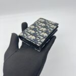Dior Business Card Holder Canvas Blue Oblique