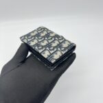 Dior Business Card Holder Canvas Blue Oblique